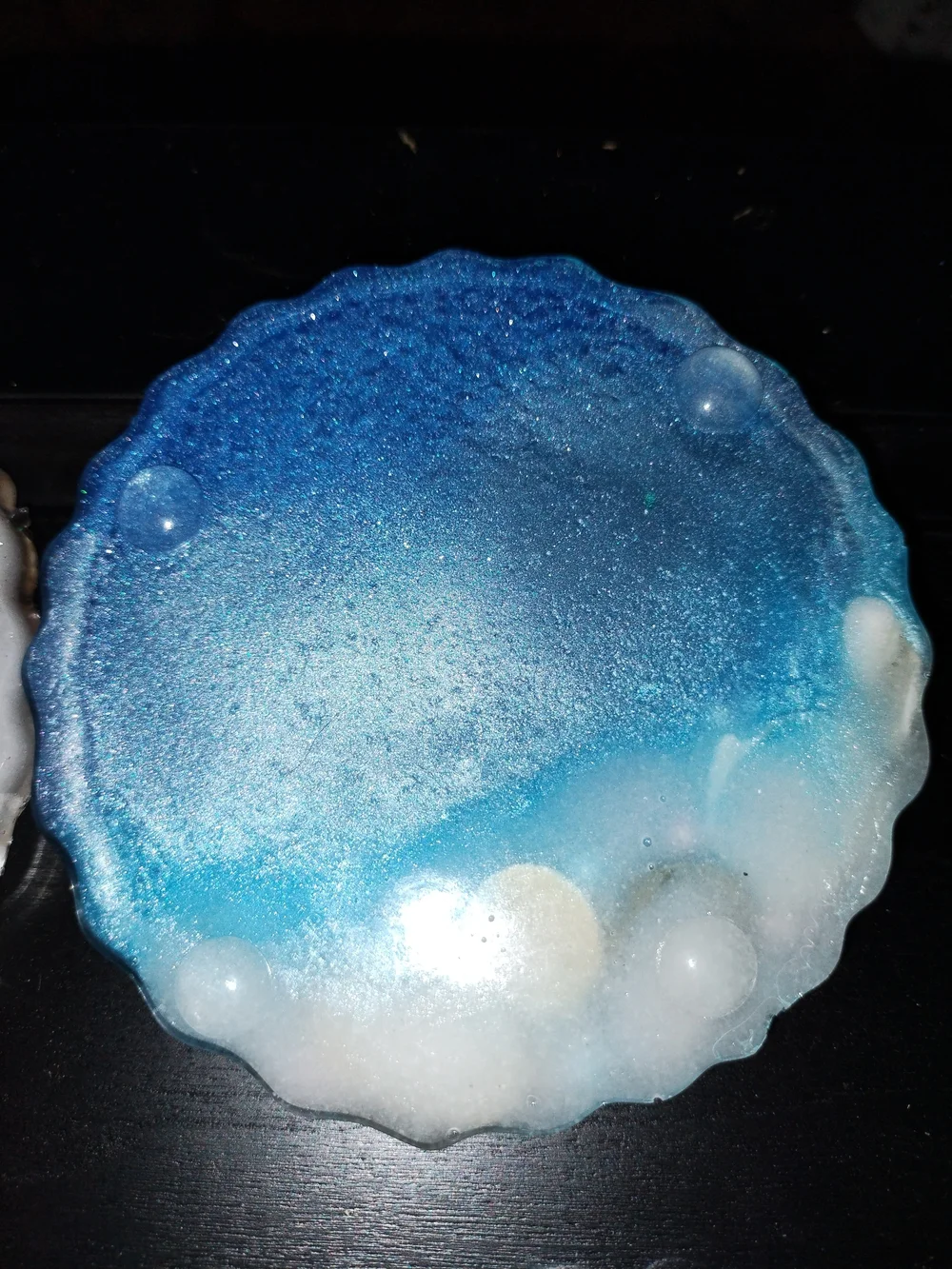 Handmade Blue Ocean Shell Resin Coasters - Set of 4